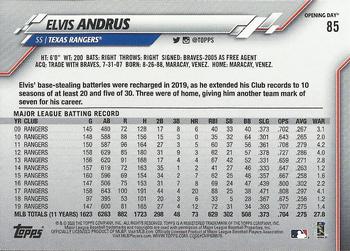 2020 Topps Opening Day - Opening Day Edition Blue Foil #85 Elvis Andrus Back