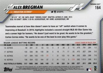 2020 Topps Opening Day - Opening Day Edition Blue Foil #164 Alex Bregman Back