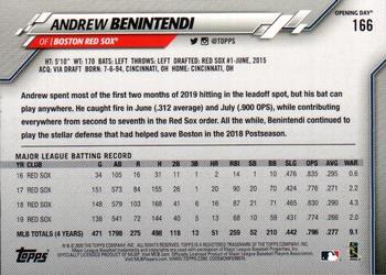 2020 Topps Opening Day - Opening Day Edition Blue Foil #166 Andrew Benintendi Back