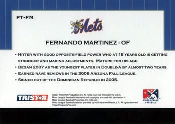 2007 TriStar Prospects Plus - Protential #PT-FM Fernando Martinez Back