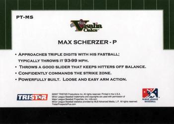 2007 TriStar Prospects Plus - Protential #PT-MS Max Scherzer Back