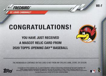 2020 Topps Opening Day - Mascot Relics #MR-F Fredbird Back