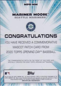 2020 Topps Opening Day - Mascot Commemorative Patch Relics #MPR-MM Mariner Moose Back