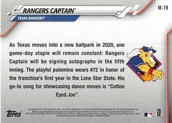 Rangers Captain 2022 Topps Opening Day #M-22 Texas Rangers Mascot Card
