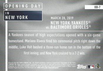 2020 Topps Opening Day - Opening Day #OD-7 New York Yankees Back