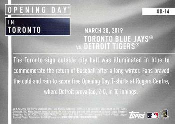2020 Topps Opening Day - Opening Day #OD-14 Toronto Blue Jays Back