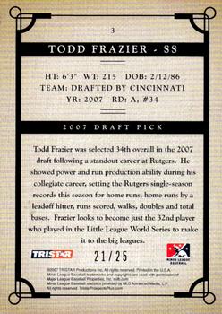 2007 TriStar Prospects Plus - Yellow #3 Todd Frazier Back