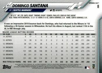 2020 Topps Opening Day - Red Foil #8 Domingo Santana Back