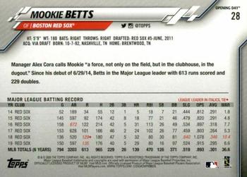 2020 Topps Opening Day - Red Foil #28 Mookie Betts Back