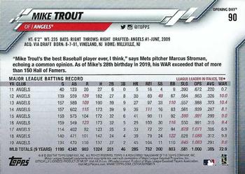 2020 Topps Opening Day - Red Foil #90 Mike Trout Back