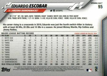 2020 Topps Opening Day - Red Foil #95 Eduardo Escobar Back