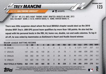 2020 Topps Opening Day - Red Foil #123 Trey Mancini Back