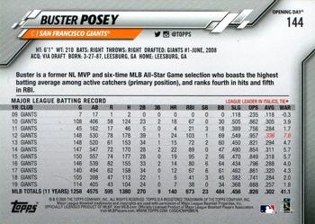 2020 Topps Opening Day - Red Foil #144 Buster Posey Back