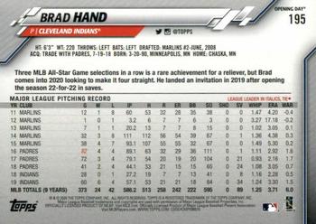 2020 Topps Opening Day - Red Foil #195 Brad Hand Back