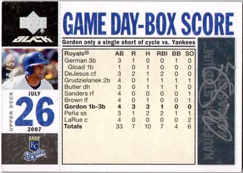 2007 UD Black - Game Day Box Score Autographs #GDB-GO Alex Gordon Front