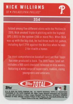 2020 Topps Total #354 Nick Williams Back