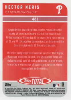 2020 Topps Total #421 Hector Neris Back