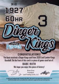 2020 Leaf Lumber Kings - Dinger Kings Relics #DK-03 Babe Ruth Back
