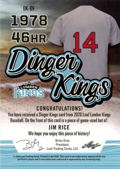 2020 Leaf Lumber Kings - Dinger Kings Relics #DK-09 Jim Rice Back