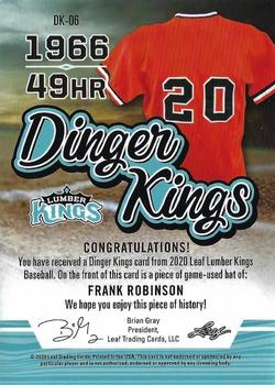 2020 Leaf Lumber Kings - Dinger Kings Relics Gold #DK-06 Frank Robinson Back