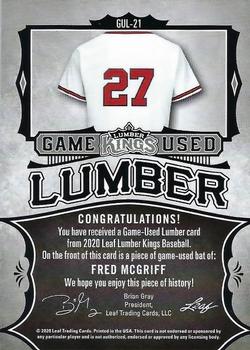 2020 Leaf Lumber Kings - Game Used Lumber Relics #GUL-21 Fred McGriff Back