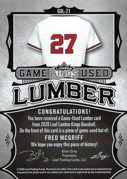 2020 Leaf Lumber Kings - Game Used Lumber Relics Silver #GUL-21 Fred McGriff Back