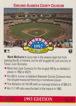 1993 Donruss - Long Ball Leaders #LL-4 Mark McGwire  Back