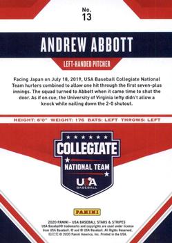 2020 Panini USA Baseball Stars & Stripes - Base (Retail) #13 Andrew Abbott Back