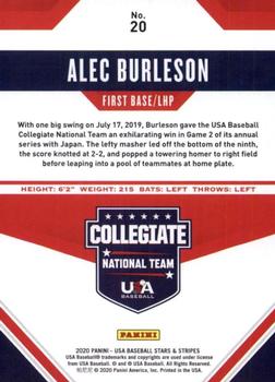 2020 Panini USA Baseball Stars & Stripes - Base (Retail) #20 Alec Burleson Back