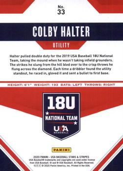 2020 Panini USA Baseball Stars & Stripes - Base (Retail) #33 Colby Halter Back