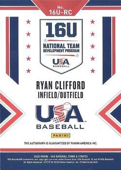 2020 Panini USA Baseball Stars & Stripes - 16U National Team Development Program Signatures #16U-RC Ryan Clifford Back