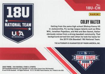 2020 Panini USA Baseball Stars & Stripes - 18U National Team Signatures #18U-CH Colby Halter Back