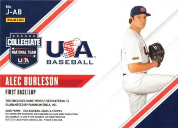 2020 Panini USA Baseball Stars & Stripes - Jumbo #J-AB Alec Burleson Back
