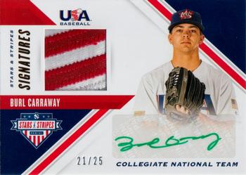 2020 Panini USA Baseball Stars & Stripes - Stars and Stripes Prime Signatures #SSS-BC Burl Carraway Front