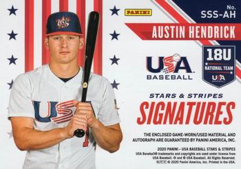 2020 Panini USA Baseball Stars & Stripes - Stars and Stripes Signatures #SSS-AH Austin Hendrick Back