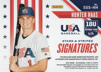2020 Panini USA Baseball Stars & Stripes - Stars and Stripes Signatures #SSS-HH Hunter Haas Back
