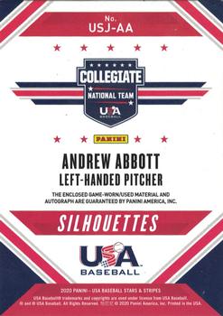 2020 Panini USA Baseball Stars & Stripes - USA BB Silhouettes Black Gold Signatures Jerseys #USJ-AA Andrew Abbott Back