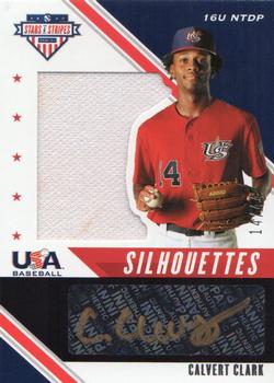 2020 Panini USA Baseball Stars & Stripes - USA BB Silhouettes Black Gold Signatures Jerseys #USJ-CAC Calvert Clark Front