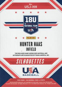 2020 Panini USA Baseball Stars & Stripes - USA BB Silhouettes Black Gold Signatures Jerseys #USJ-HH Hunter Haas Back
