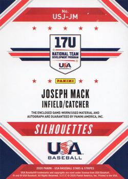 2020 Panini USA Baseball Stars & Stripes - USA BB Silhouettes Black Gold Signatures Jerseys #USJ-JM Joseph Mack Back