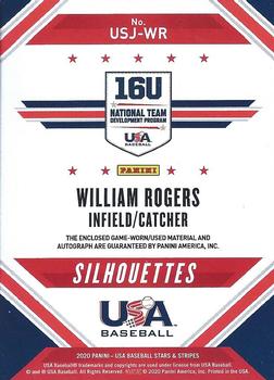 2020 Panini USA Baseball Stars & Stripes - USA BB Silhouettes Signatures Jerseys #USJ-WR William Rogers Back