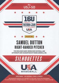 2020 Panini USA Baseball Stars & Stripes - USA BB Silhouettes Signatures Jerseys #USJ-SD Samuel Dutton Back