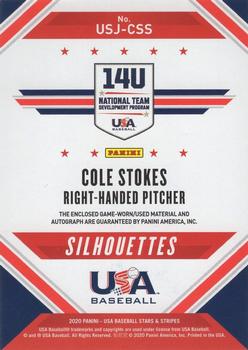 2020 Panini USA Baseball Stars & Stripes - USA BB Silhouettes Signatures Jerseys #USJ-CSS Cole Stokes Back