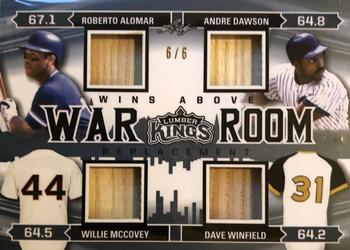 2020 Leaf Lumber Kings - W.A.R. Room Relics Platinum #WR-09 Roberto Alomar / Andre Dawson / Willie McCovey / Dave Winfield Front