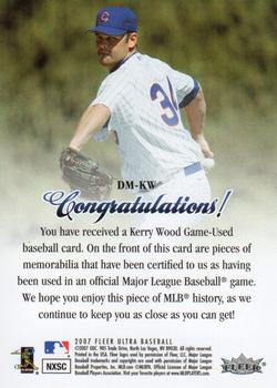 2007 Ultra - Dual Materials Gold #DM-KW Kerry Wood Back