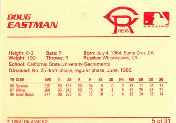 1989 Star Cedar Rapids Reds - Platinum #5 Doug Eastman Back