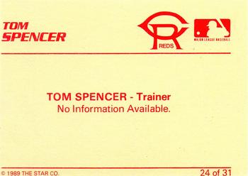1989 Star Cedar Rapids Reds - Platinum #24 Tom Spencer Back