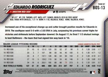 2020 Topps Boston Red Sox #BOS-13 Eduardo Rodriguez Back