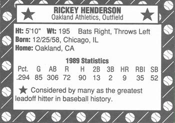 1990 Arlington Post (unlicensed) #NNO Rickey Henderson Back