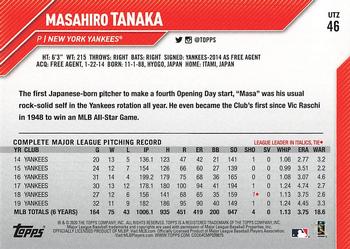 2020 Topps Utz #46 Masahiro Tanaka Back